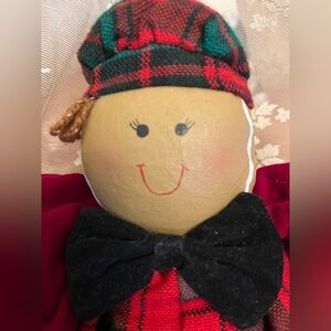 Plaid Gingerbread Man Doll with Red and Green Outfit